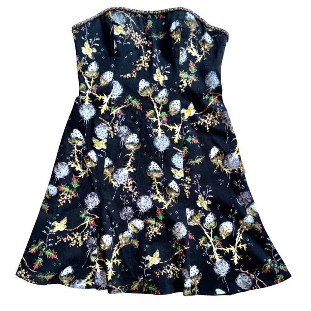 *VTG Vie By Victoria Royal Mary Bays Strapless Floral Beads Party Dress Sz 14 #g